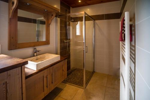 西克斯特巴尔尼奥拉波米迪品度假屋的一间带水槽和淋浴的浴室