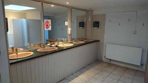 HorsfordX Adventure的一间带四个盥洗盆和大镜子的浴室