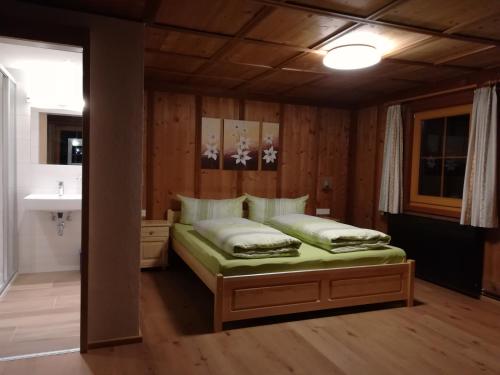 大格洛克纳山麓卡尔斯Hoazhof的一间卧室配有一张床和一个水槽