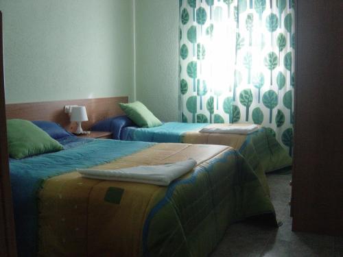 马德里埃米利奥巴拉哈斯旅馆的客房设有两张床和窗户。