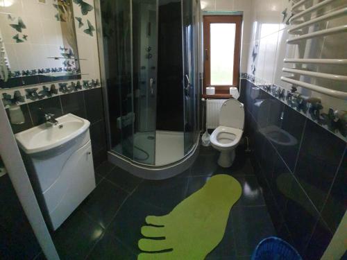 塔塔里夫Emiliya的浴室位于地面,拥有绿色的足迹
