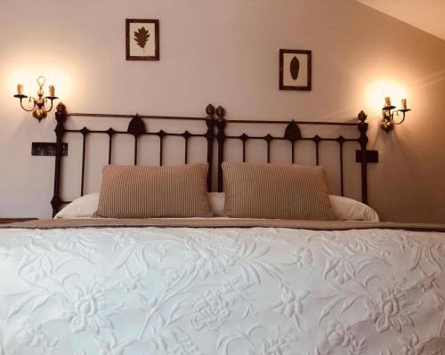 阿里纳斯·德·卡伯瑞勒斯夫拉莱斯别墅酒店的一张大床,上面有两个枕头