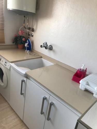 内尔哈Apartamento Plaza España的厨房配有水槽和洗衣机