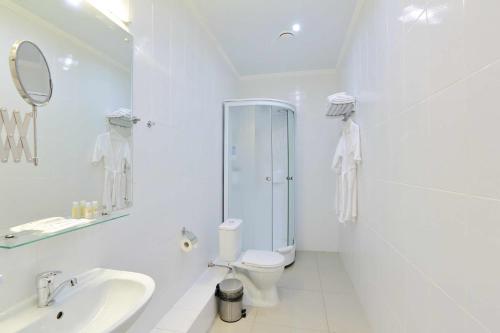 斯塔夫罗波尔Voyage Hotels Mezonin的白色的浴室设有卫生间和水槽。