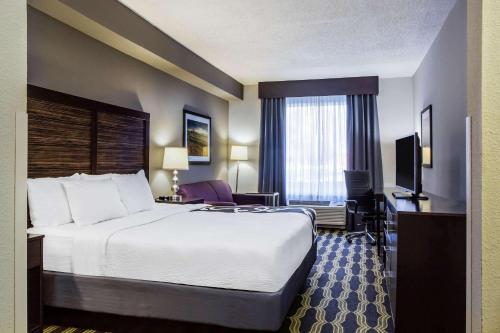 林奇堡林奇堡自由大学拉金塔旅馆及套房的酒店客房设有一张大床和一台电视。