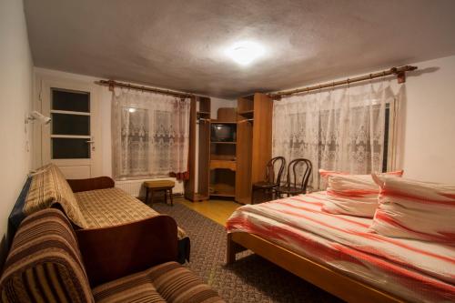 科瓦斯纳Pensiunea Schneider的一间卧室配有两张床和一张沙发。