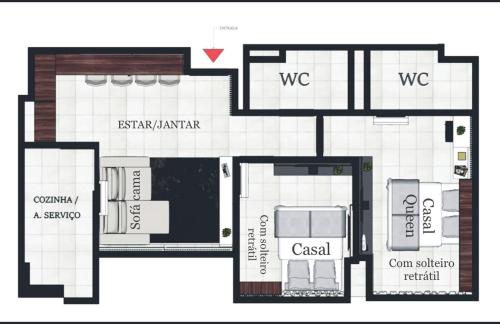 马塞约NEO B MAR PAJUCARA 2Qts 2WIFI 2 GARAGENS- Adm Nutelss的房屋的平面图