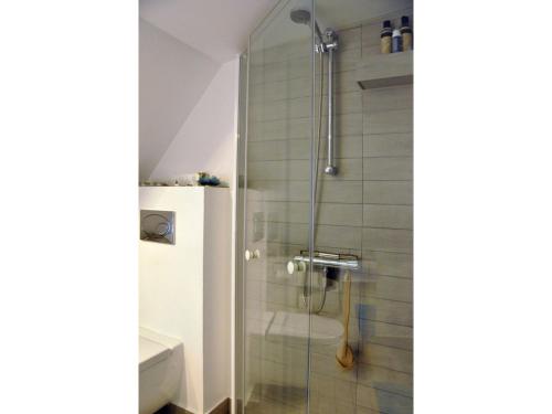 哥本哈根哥本哈根公寓469的浴室里设有玻璃门淋浴