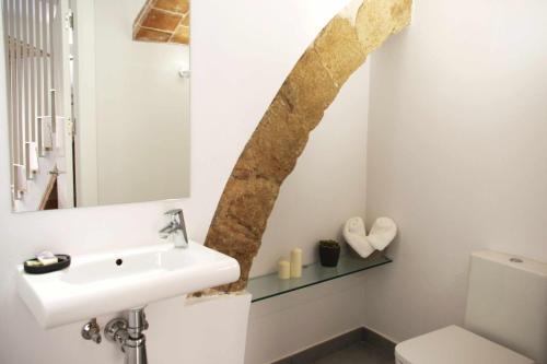 纳瓦拉Can Girmas Casa de Turisme rural Navata的一间带水槽和镜子的浴室