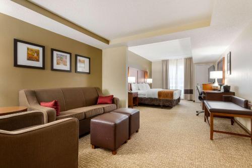 科迪尔科迪尔舒适套房酒店的酒店客房设有一张沙发和一张床