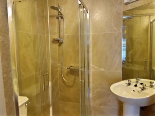 沃特福德安克雷奇酒店的带淋浴和盥洗盆的浴室
