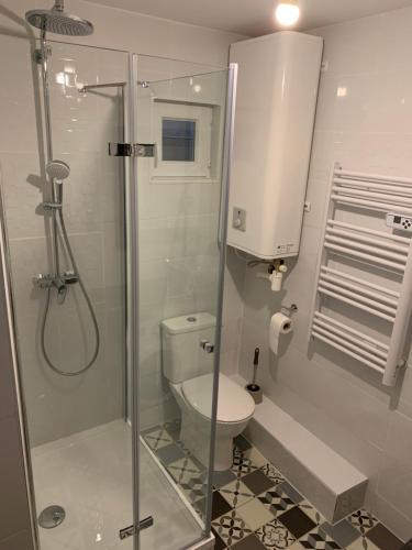 马赛T2 - Quartier mythique du panier的一间带卫生间和淋浴的浴室