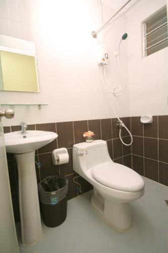 宿务Robe's Pension House的一间带卫生间和水槽的浴室
