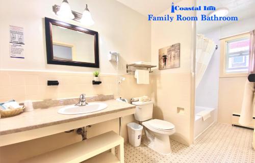 安蒂戈尼什安提格尼斯海岸酒店的一间带水槽、卫生间和镜子的浴室