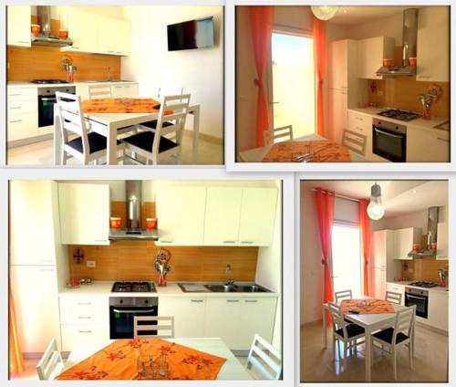 塔维亚诺Appartamento Pompea的一张桌子的厨房的四张照片