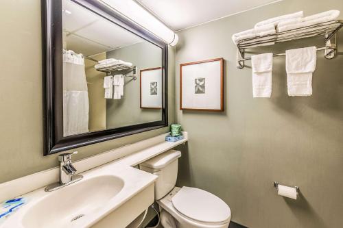 蒙哥马利维尔蒙哥马利维勒会议中心罗德威酒店的一间带水槽、卫生间和镜子的浴室