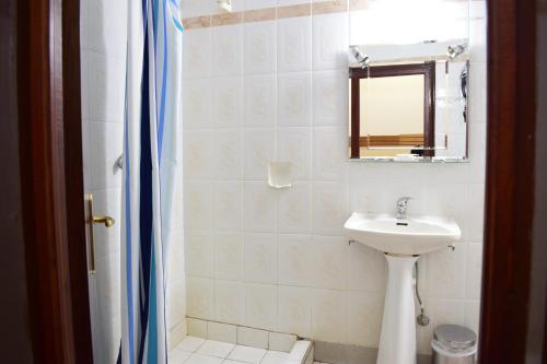 弗洛里纳赫里尼斯酒店的白色的浴室设有水槽和镜子