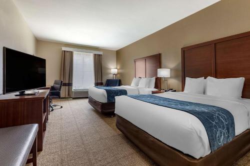 帕里斯派瑞斯康福特茵酒店的酒店客房设有两张床和一台平面电视。