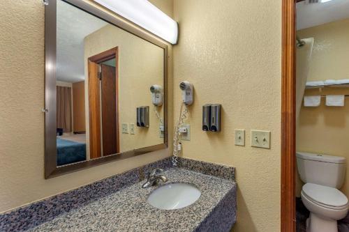 纳什维尔Econo Lodge Nashville North - Opryland的一间带水槽、镜子和卫生间的浴室