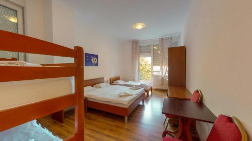 代尔尼采普拉尼纳斯基辛塔尔佩特赫瓦斯酒店的客房设有两张双层床和一张书桌。