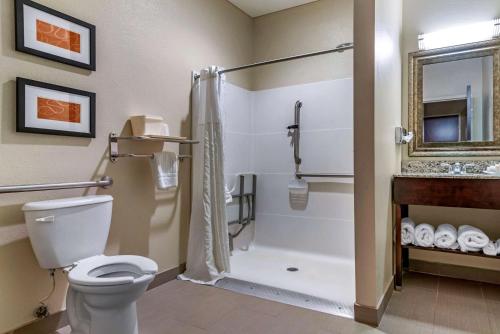 比洛克西比洛克西/海洋温泉康福特套房酒店的浴室配有卫生间、淋浴和盥洗盆。