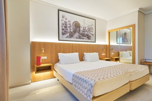 科尔多瓦科尔多瓦埃克斯赛达迪酒店的一间卧室,卧室内配有一张大床