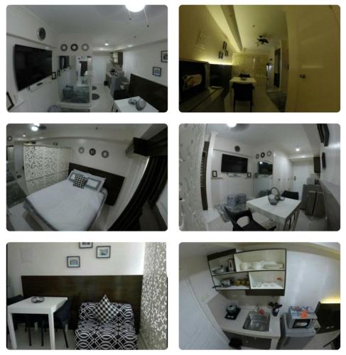 大雅台Cityland Tagaytay Prime AMAZING 1 HOMES的客厅和卧室的四张不同照片
