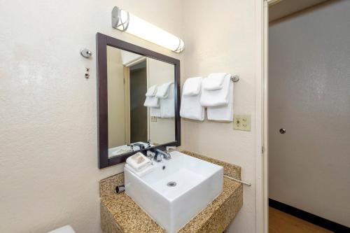 杰克逊维尔杰克逊维尔-邮轮港红顶屋酒店的浴室设有白色水槽和镜子