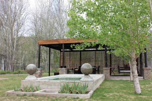 Nieu-BethesdaFurrows Lodge的公园内带游泳池的凉亭