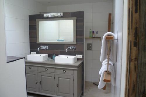 MolenschotBeukenhof的浴室设有2个水槽和镜子