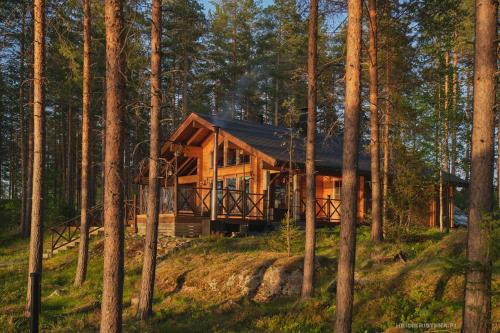 HiukkajokiPuruvesi Holiday Villas, Kalliohovi的树林里的木小屋