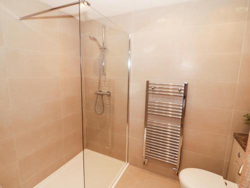 兰盖夫尼Llain Mai的浴室设有玻璃淋浴间和卫生间