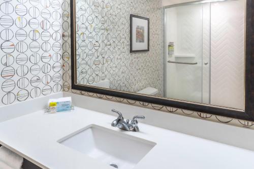 密尔沃基密尔沃基机场假日酒店的一间带水槽和镜子的浴室