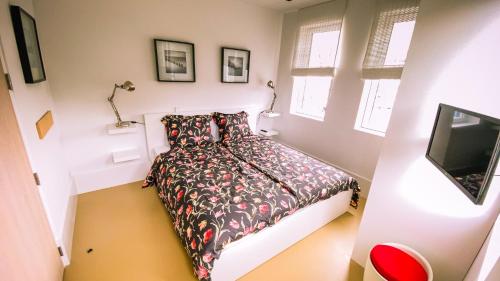 霍恩Kaap Hoorn Club Bed en Breakfast的一间带床和电视的小卧室