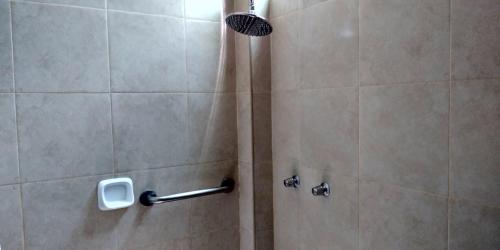 纳斯卡纳斯卡绿洲乡村民宿的带淋浴和浴帘的浴室