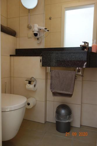 希尔登维登洛夫酒店 的一间带卫生间、水槽和镜子的浴室