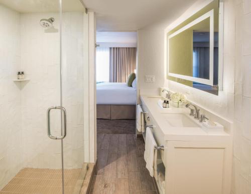 圣徒皮特海滩洛伊斯唐塞萨尔海滨别墅套房酒店 的一间带水槽和淋浴的浴室