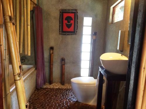 公主港乡村别墅酒店的一间带卫生间和水槽的浴室