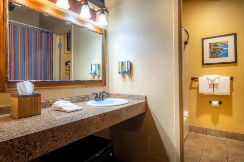 优胜美地村Yosemite Valley Lodge的一间带水槽和镜子的浴室