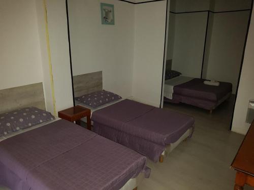 马赛HOTEL SYLVABELLE的带两张床和镜子的客房