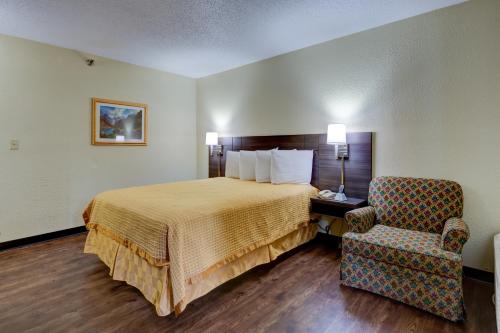 夏洛特大陆酒店--夏洛特的配有一张床和一把椅子的酒店客房