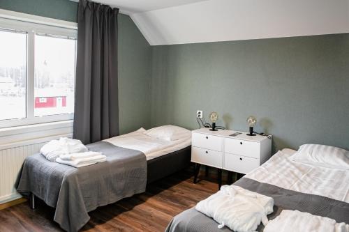 谢莱夫特奥Thunor B&B的一间卧室设有两张床和窗户。
