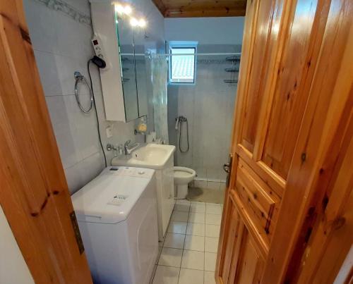 梅加尼西岛Studio Spartochori的一间带卫生间和水槽的小浴室