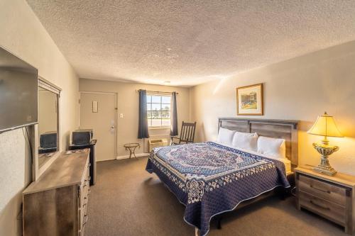 多森多森国家高尔夫俱乐部酒店的配有一张床和一台平面电视的酒店客房