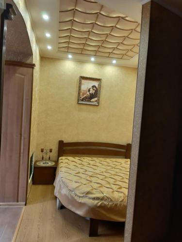 尼古拉耶夫Lux apartment City Center的卧室配有一张床