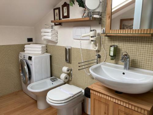 威尼斯丽都Oasis Lagoon Estate的浴室配有卫生间、盥洗盆和洗衣机。