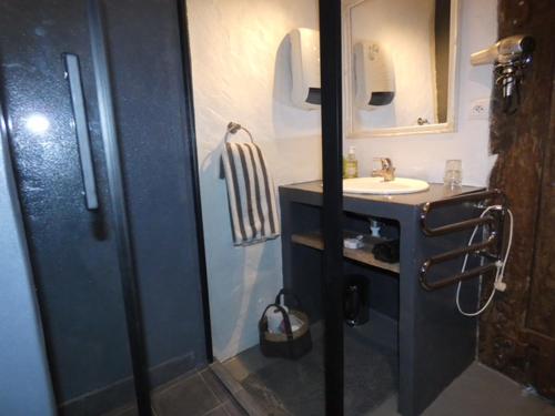 希农吉维尔庄园酒店的一间带水槽和镜子的浴室