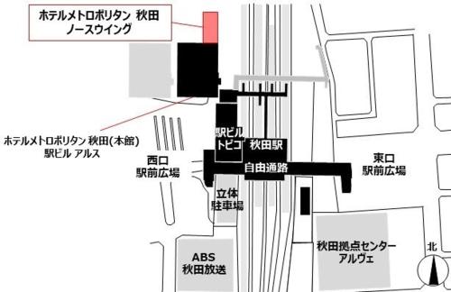 秋田秋田大都会酒店的建筑的平面图,上面写着