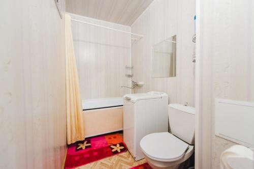 赤塔Dekabrist Apartment at Krasnoarmeyskaya 14的白色的浴室设有卫生间和淋浴。