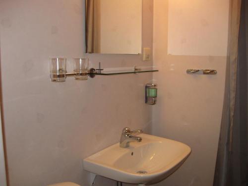 基律纳萨米迦德酒店的一间带水槽、镜子和卫生间的浴室